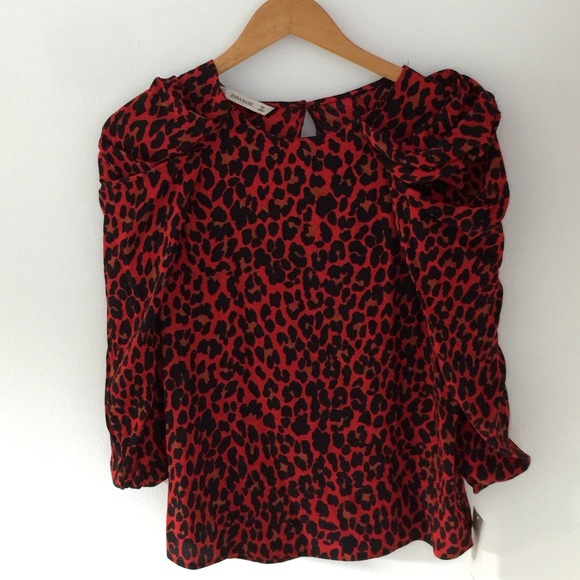 red cheetah print top